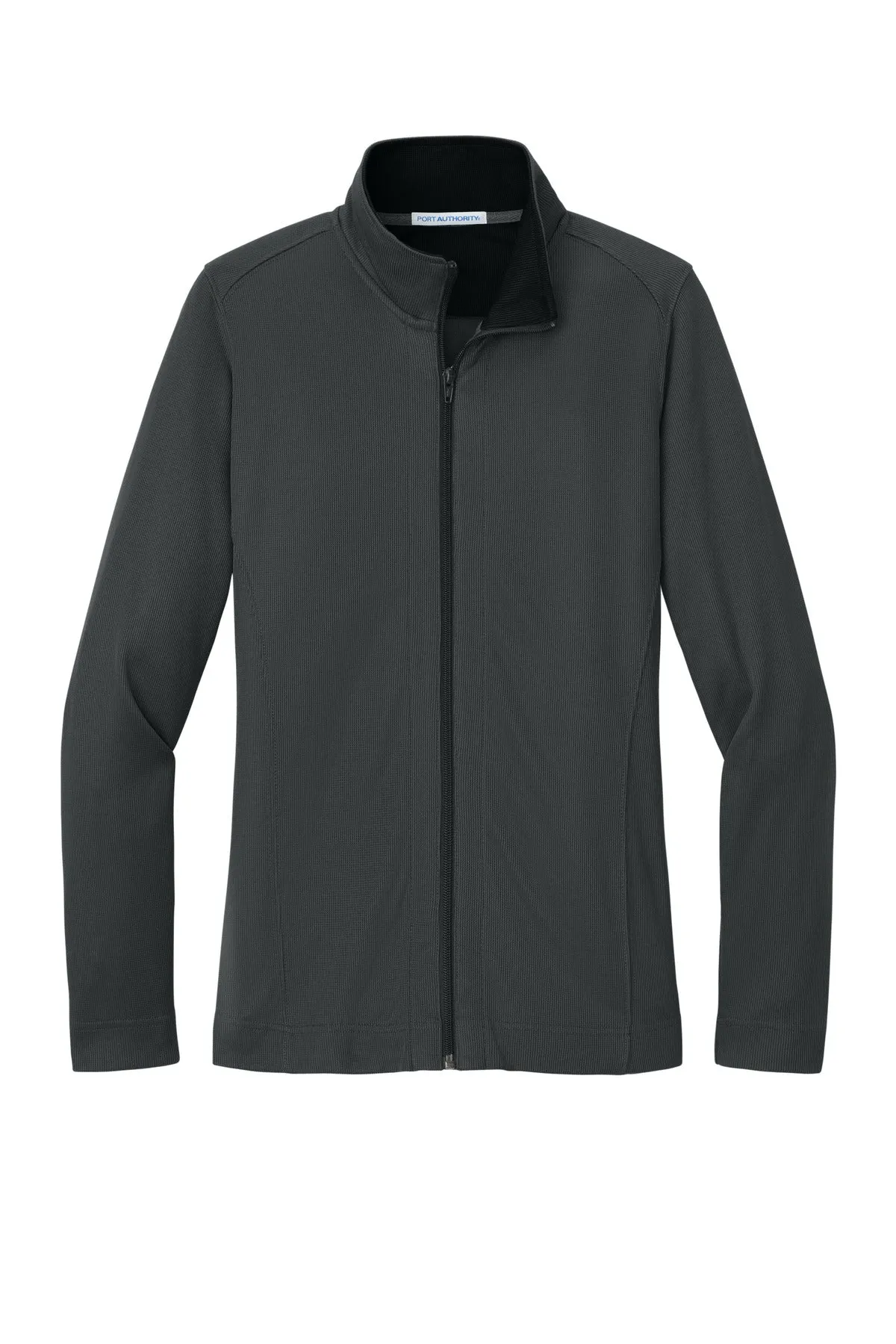 Port Authority Women's Vertical Texture Full-Zip Jacket. L805 Iron Grey/ Black