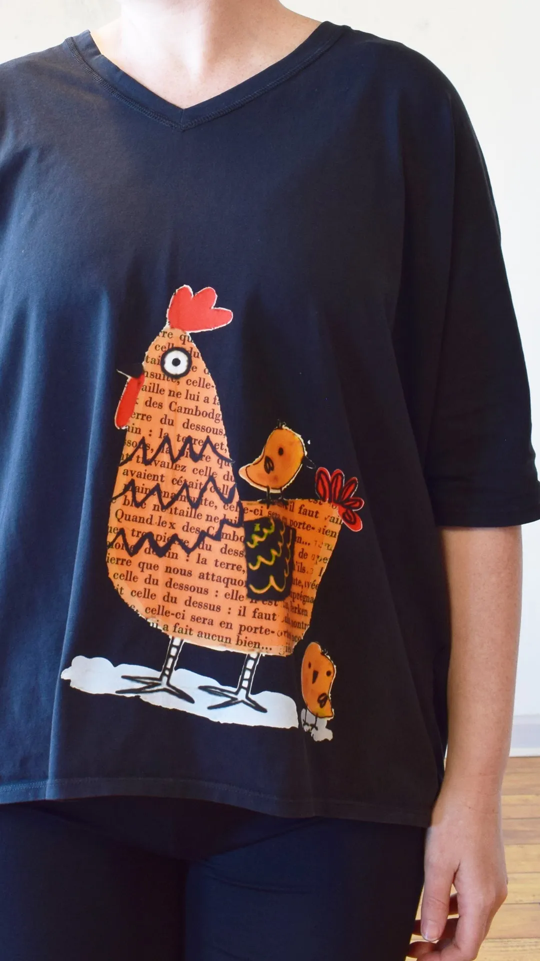 Printed V-Neck Boxy Tee (Multiple Prints)