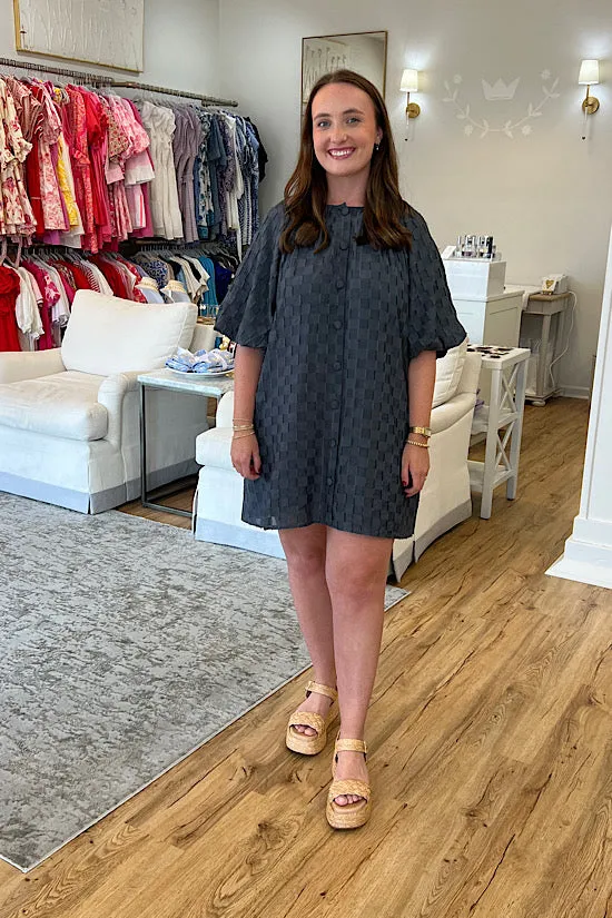 Puff Sleeve Textured Dress