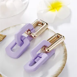Purple Acrylic & 18K Gold-Plated Chain Link Earrings