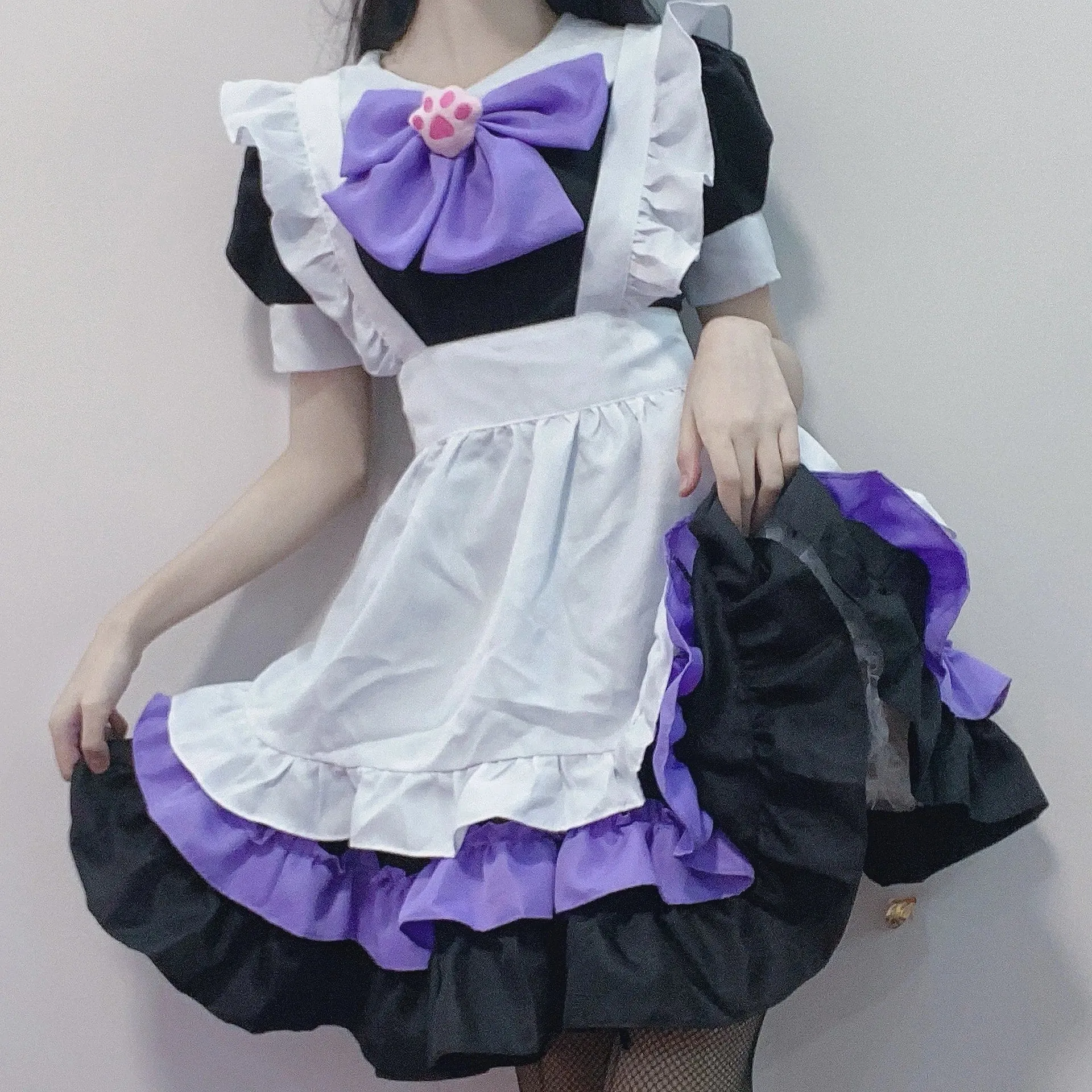 Purple Black Puppy Maid Dress