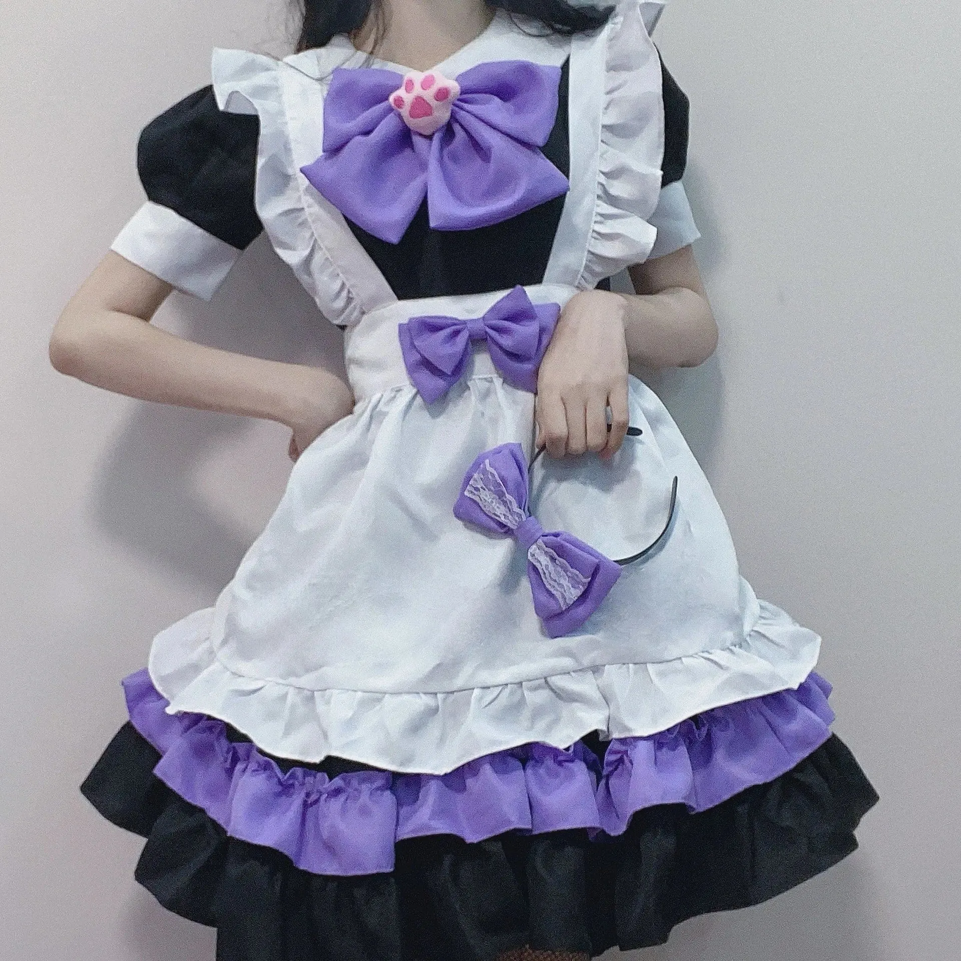 Purple Black Puppy Maid Dress