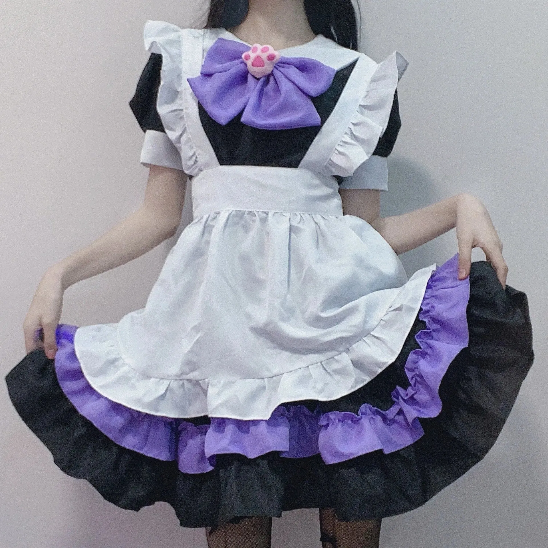 Purple Black Puppy Maid Dress