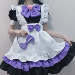 Purple Black Puppy Maid Dress