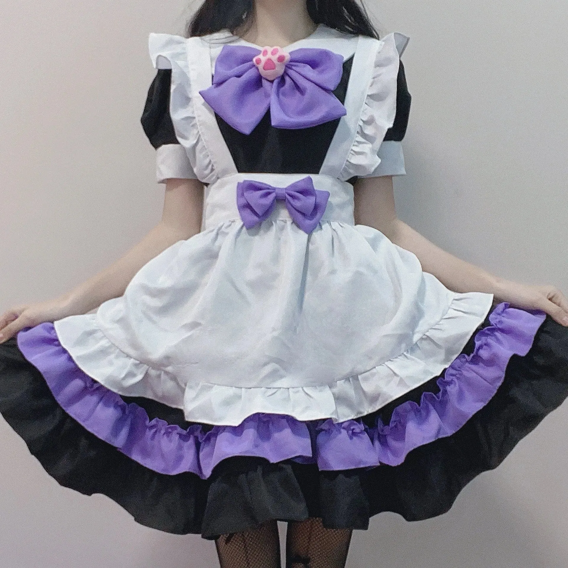 Purple Black Puppy Maid Dress