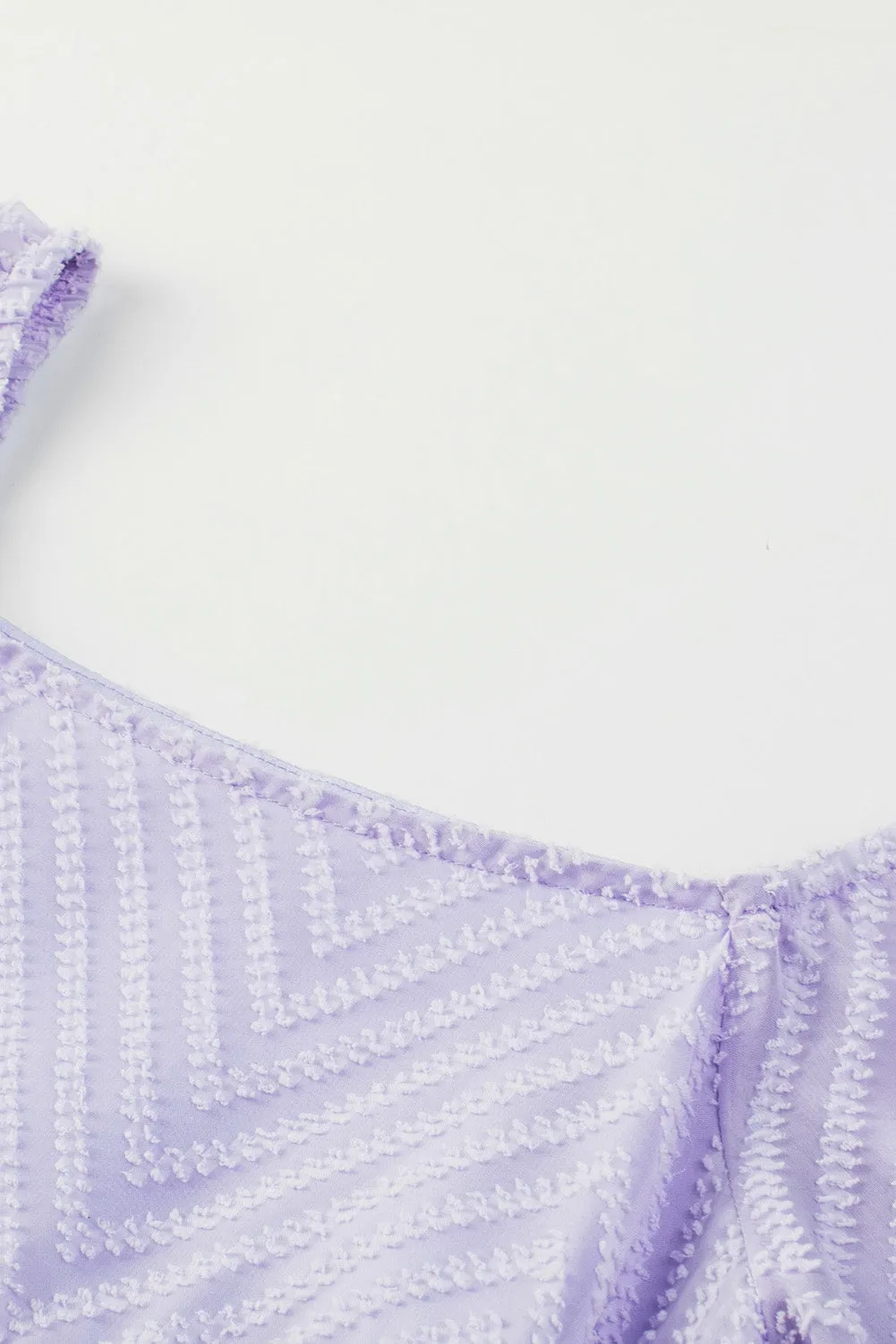 Purple Square Neck Puff Sleeve Babydoll Mini Dress