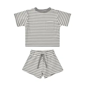 Quincy Mae Boxy Pocket Tee   Short - Lagoon Stripe (Size 0-3m) *CLEARANCE*