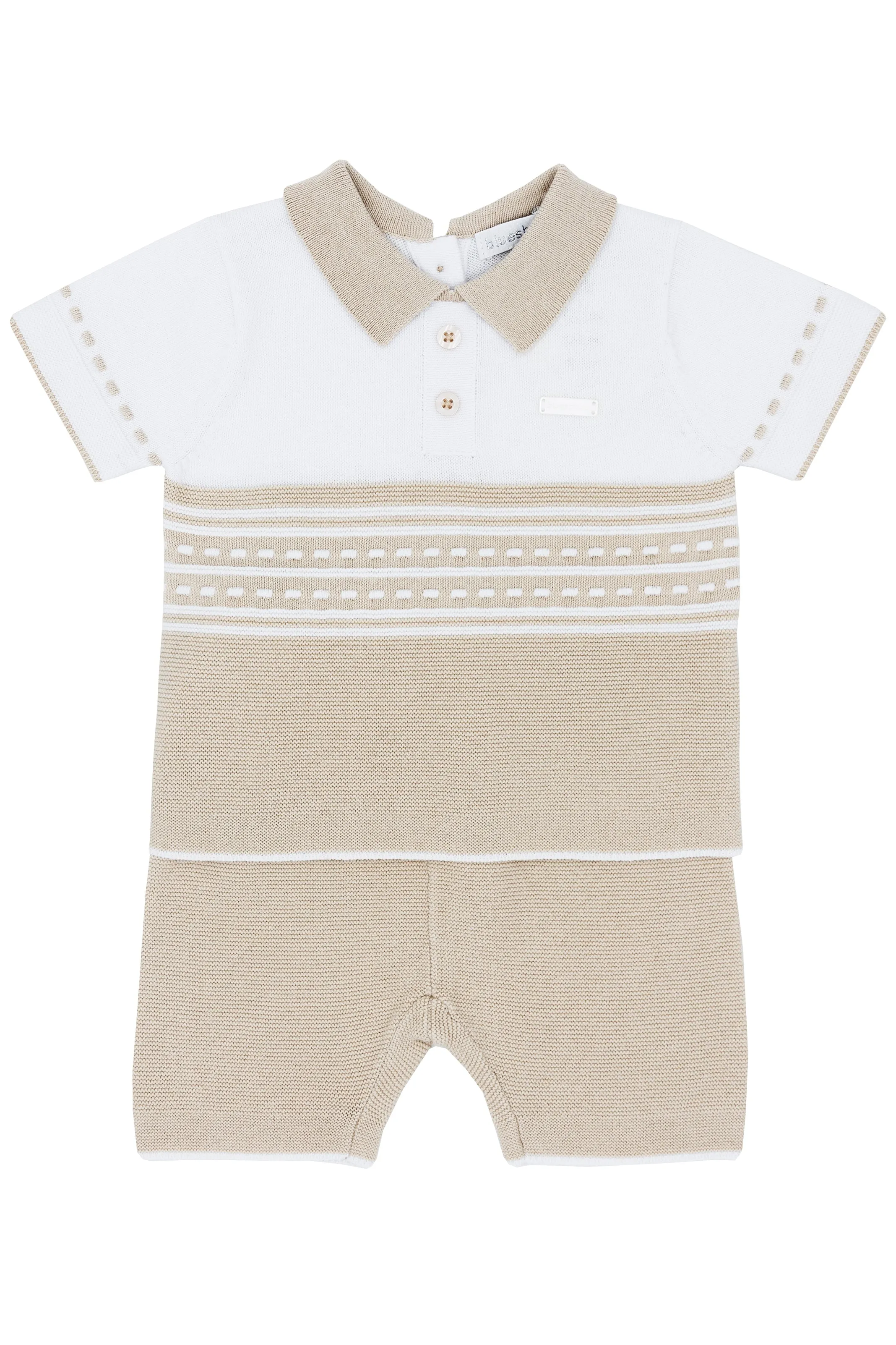 "Archie" Beige Knit Polo Shirt & Shorts