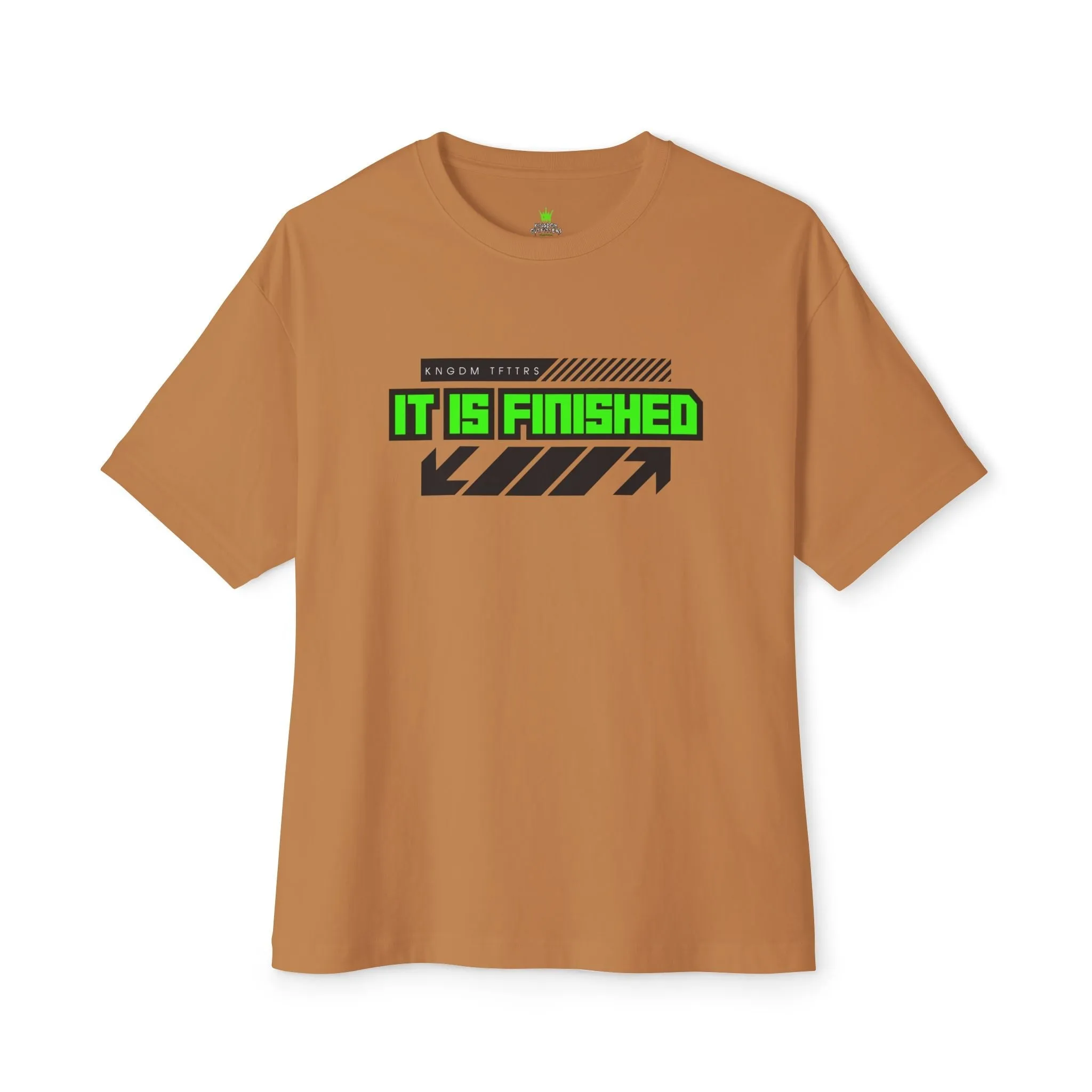 "It Is Finished T-Shirt - Bold Faith Statement Oversized Heavyweight Boxy Tee"