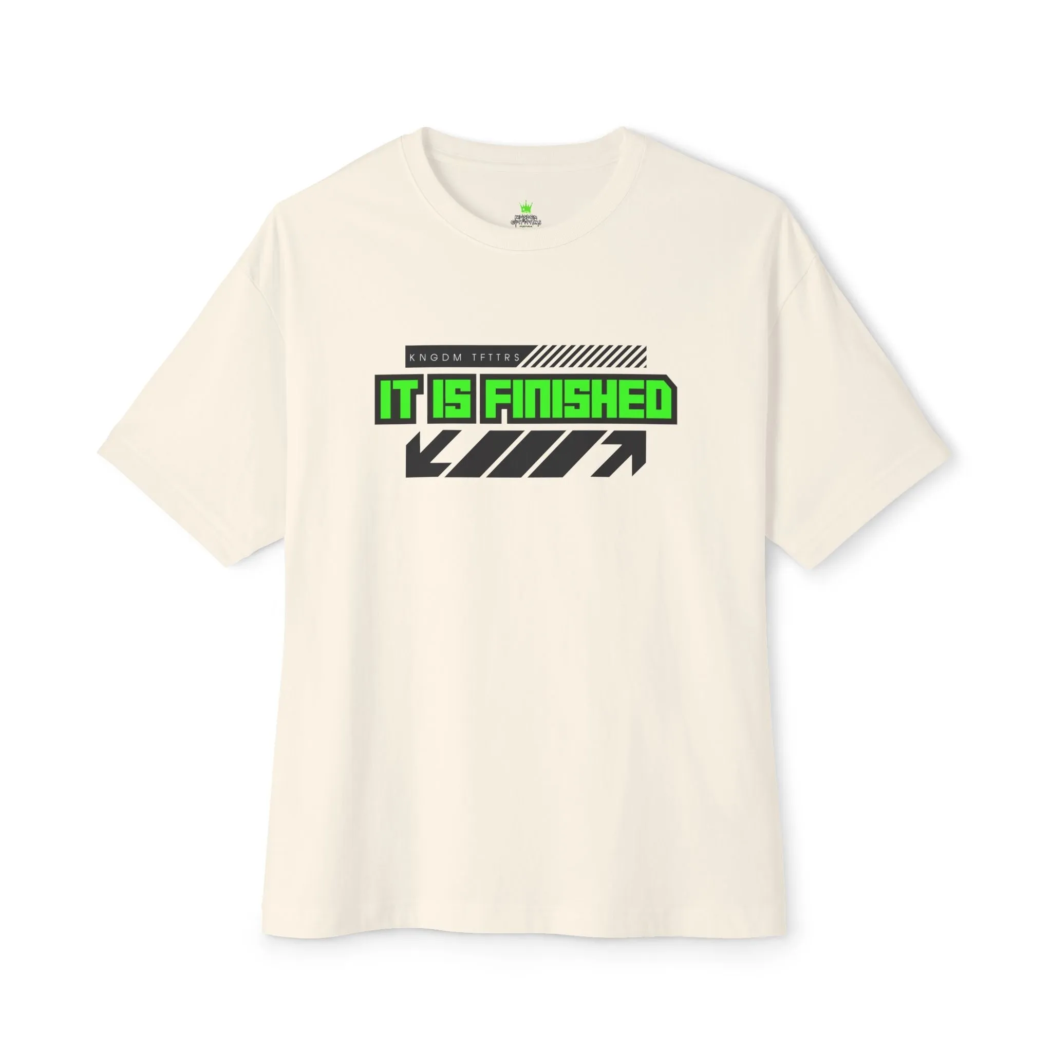 "It Is Finished T-Shirt - Bold Faith Statement Oversized Heavyweight Boxy Tee"
