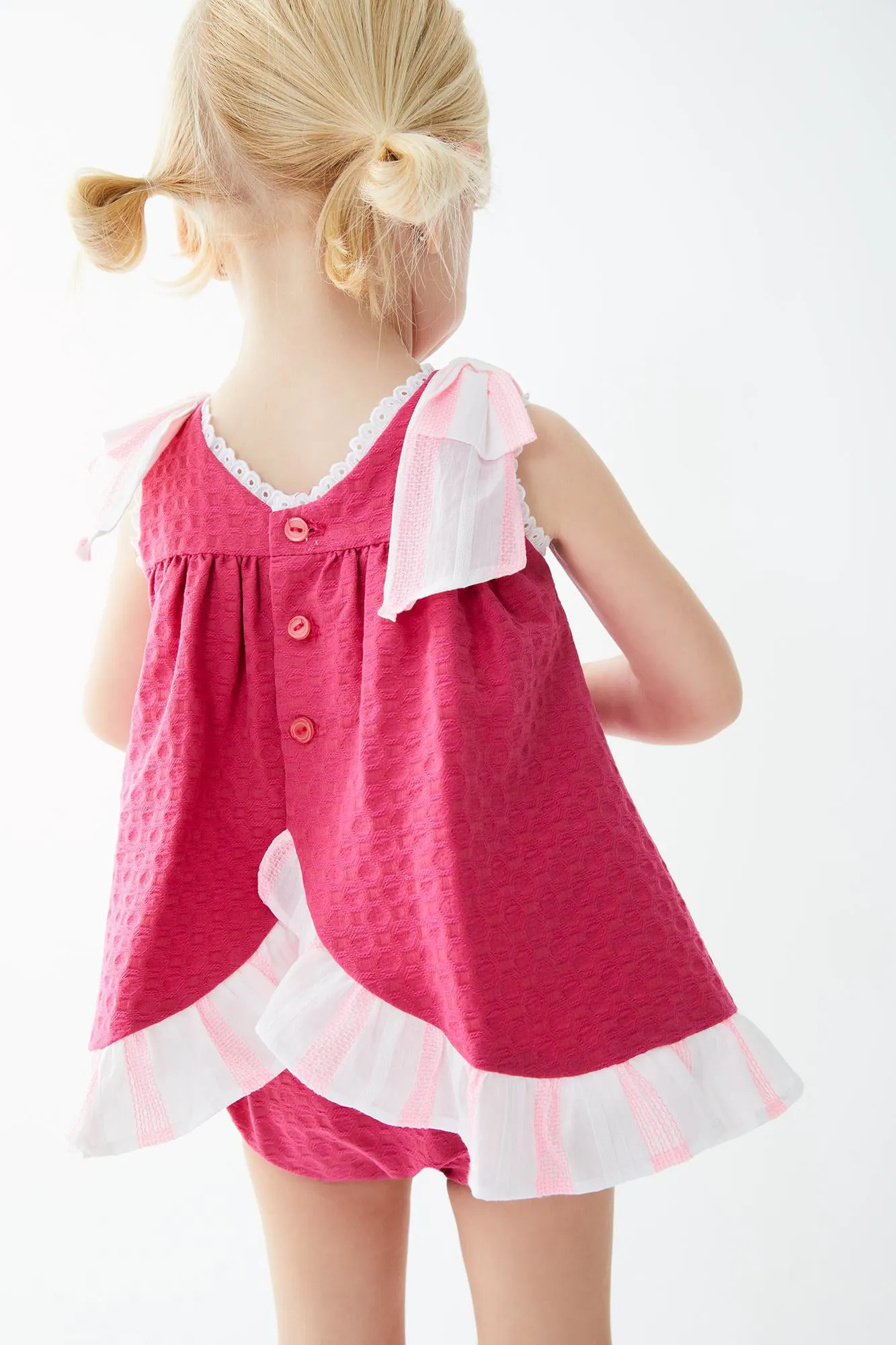 "Tara" Fuchsia Neon Stripe Dress & Bloomers
