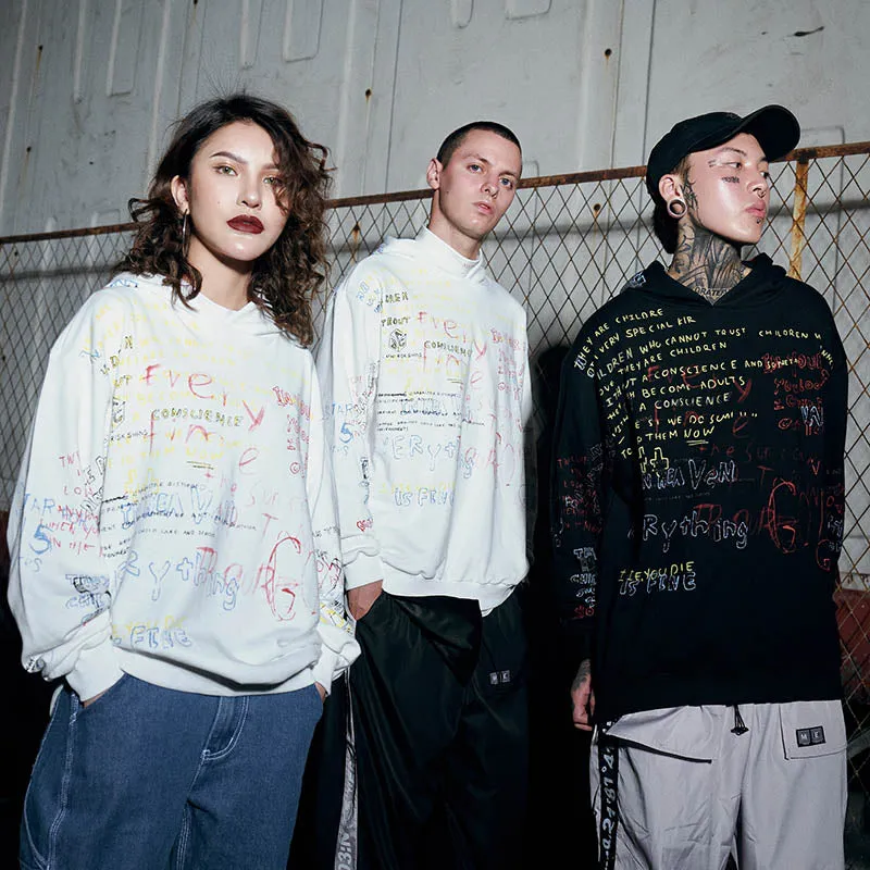 "THOUGHTS" Hoodies Sweatshirt Streetwear Blanc - URB1™