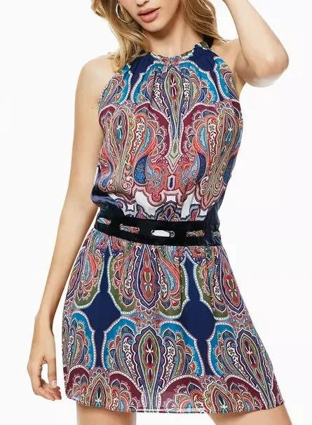 Ramy Brook Women's Ivie Paisley High-Neck Mini Dress, Paisley, Small