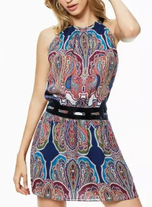 Ramy Brook Women's Ivie Paisley High-Neck Mini Dress, Paisley, Small