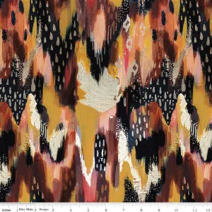 Rayon Challis Brush Strokes Warm -- EttaVee for Riley Blake