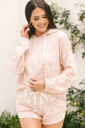 Ready To Relax Blush Pink Palm Print Hoodie