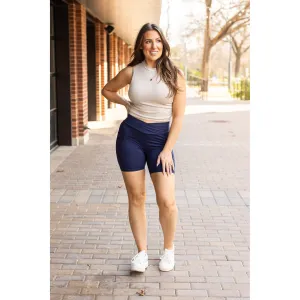 Ready to Ship | The Abby - NAVY Crossover Biker 5" Shorts  - Luxe Leggings by Julia Rose®