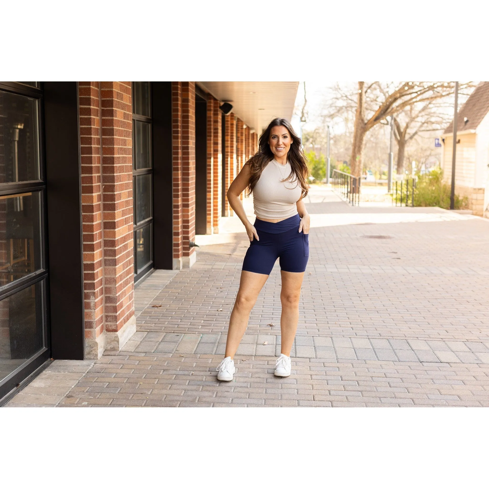 Ready to Ship | The Abby - NAVY Crossover Biker 5" Shorts  - Luxe Leggings by Julia Rose®