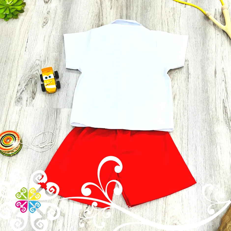Red Lalito Short and Shirt Set - Mexican Boy Outfit