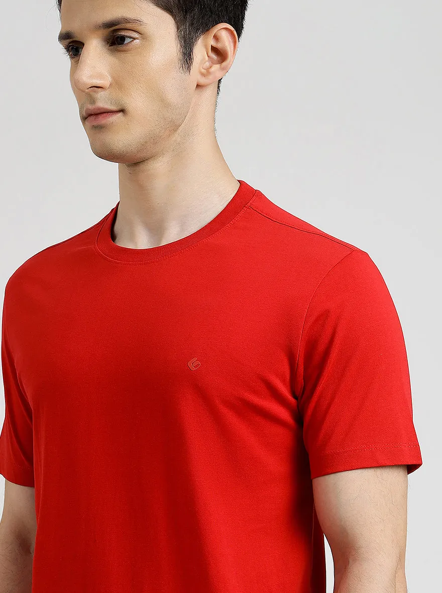Red Solid Slim Fit T-Shirt | Greenfibre