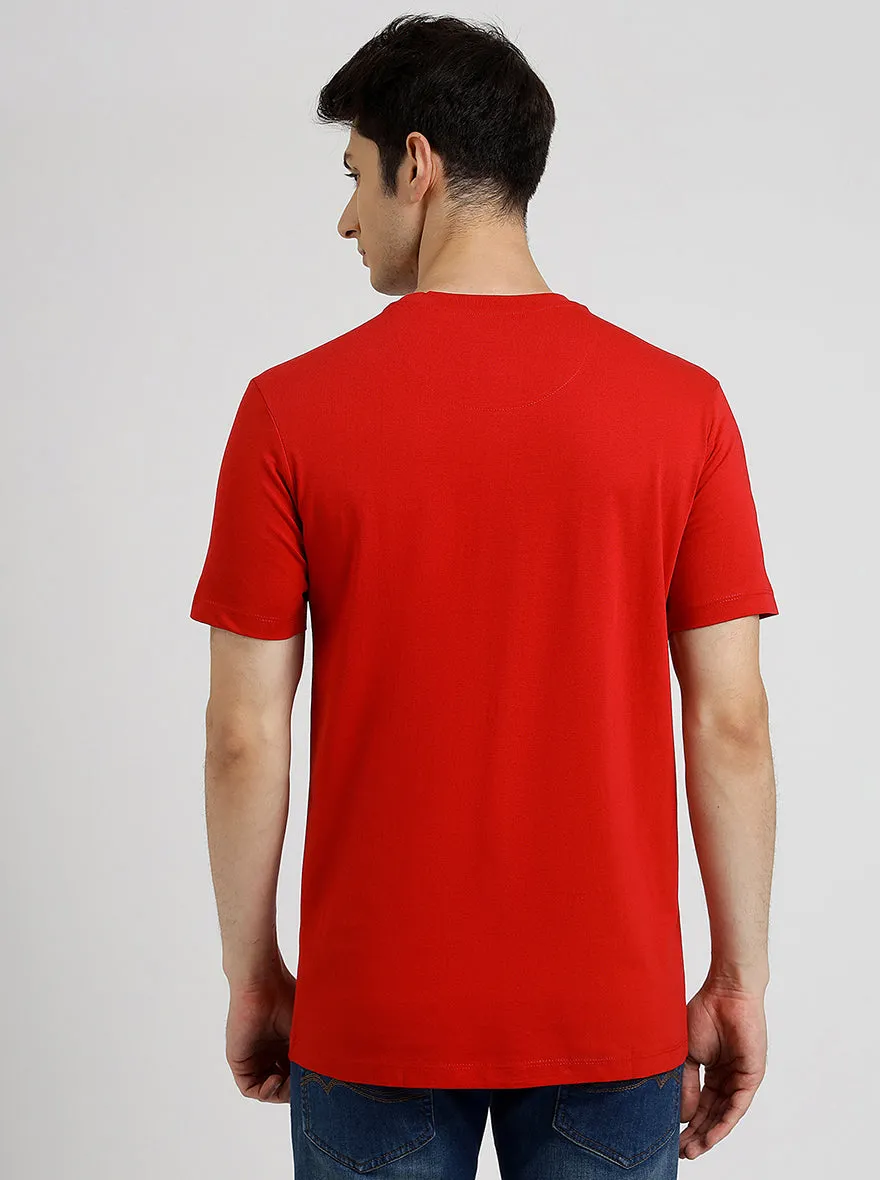Red Solid Slim Fit T-Shirt | Greenfibre