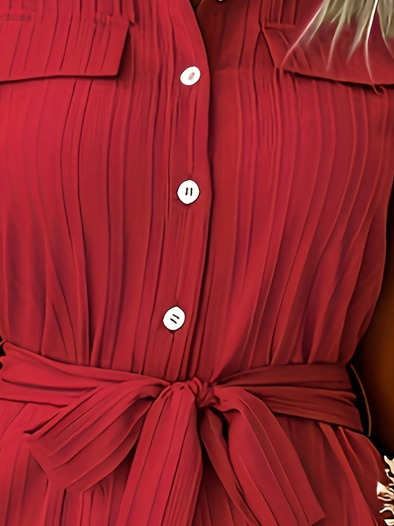 Red Textured Shirt Dress