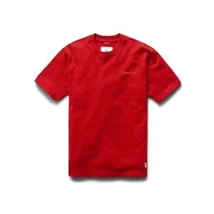 Reigning Champ Men Embroidered Script T-Shirt Carmine RC-1377-CARM