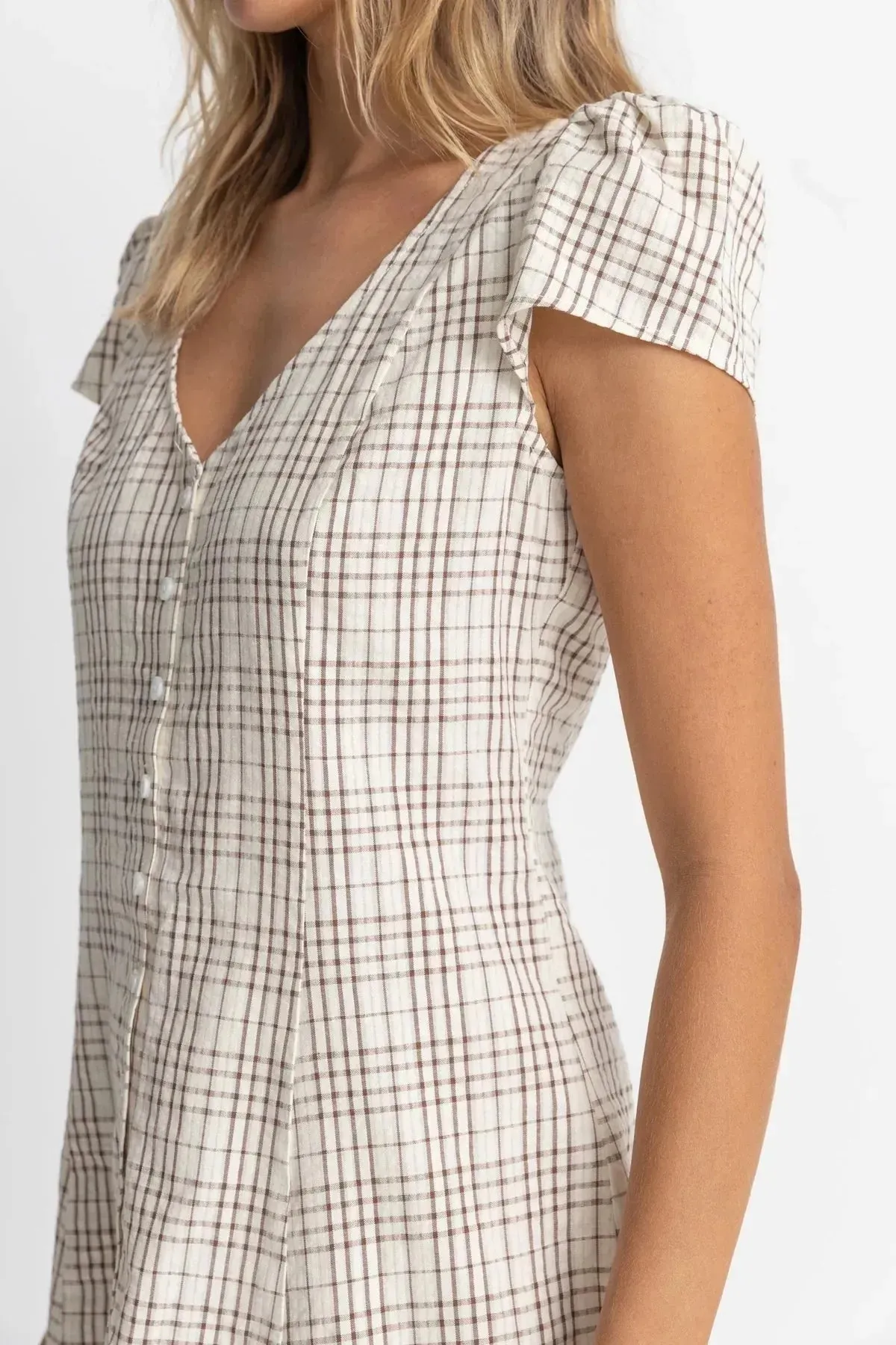 Rhythm Women's Rumi Check Cap Sleeve Dress