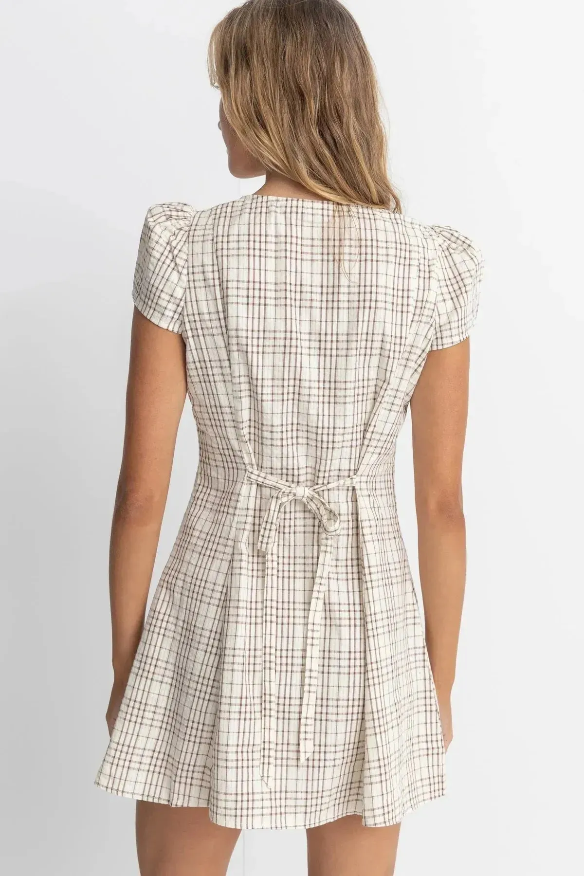 Rhythm Women's Rumi Check Cap Sleeve Dress