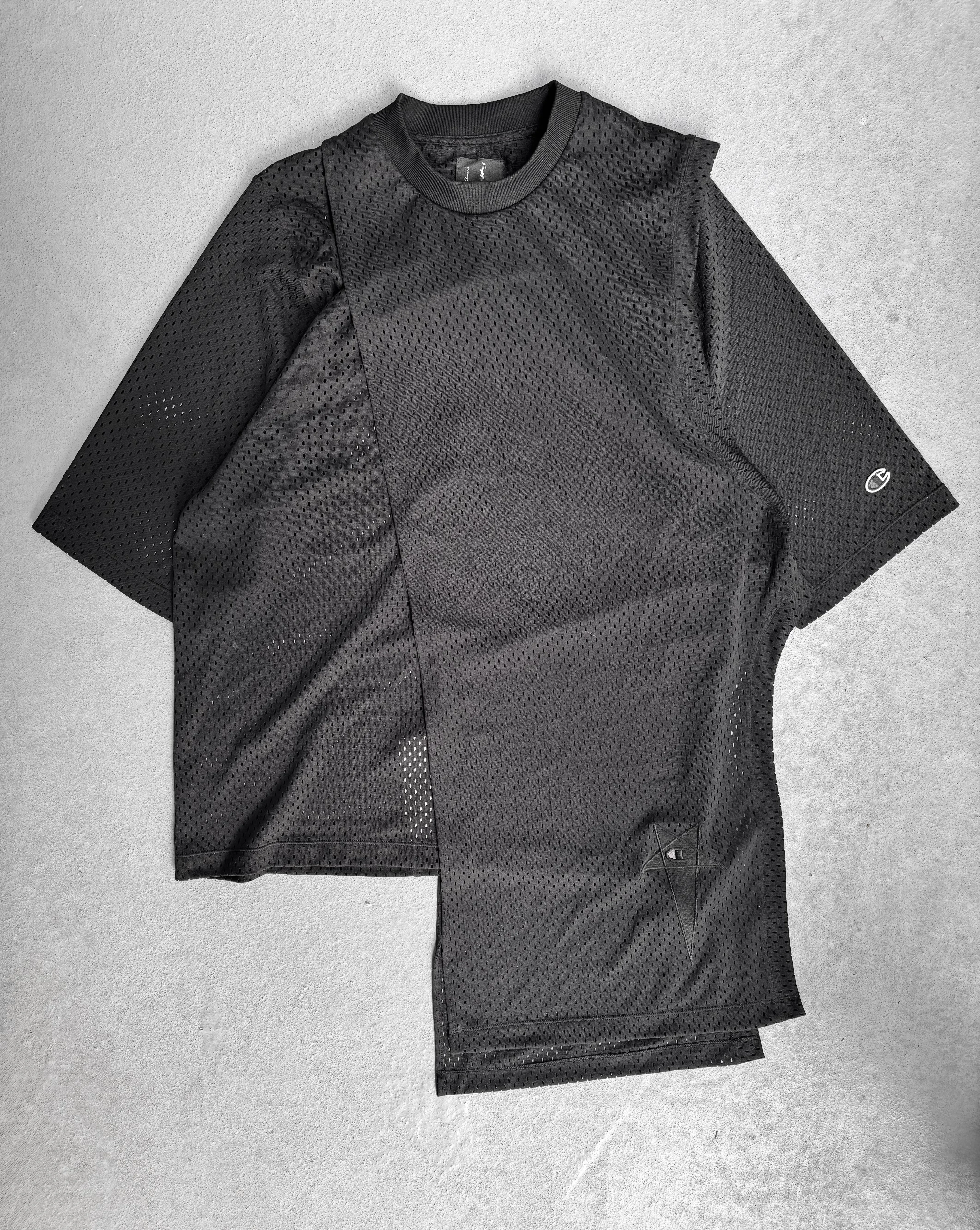 Rick Owens x Champion SS20 “TECUATL” Black Layered Mesh Toga T-shirt