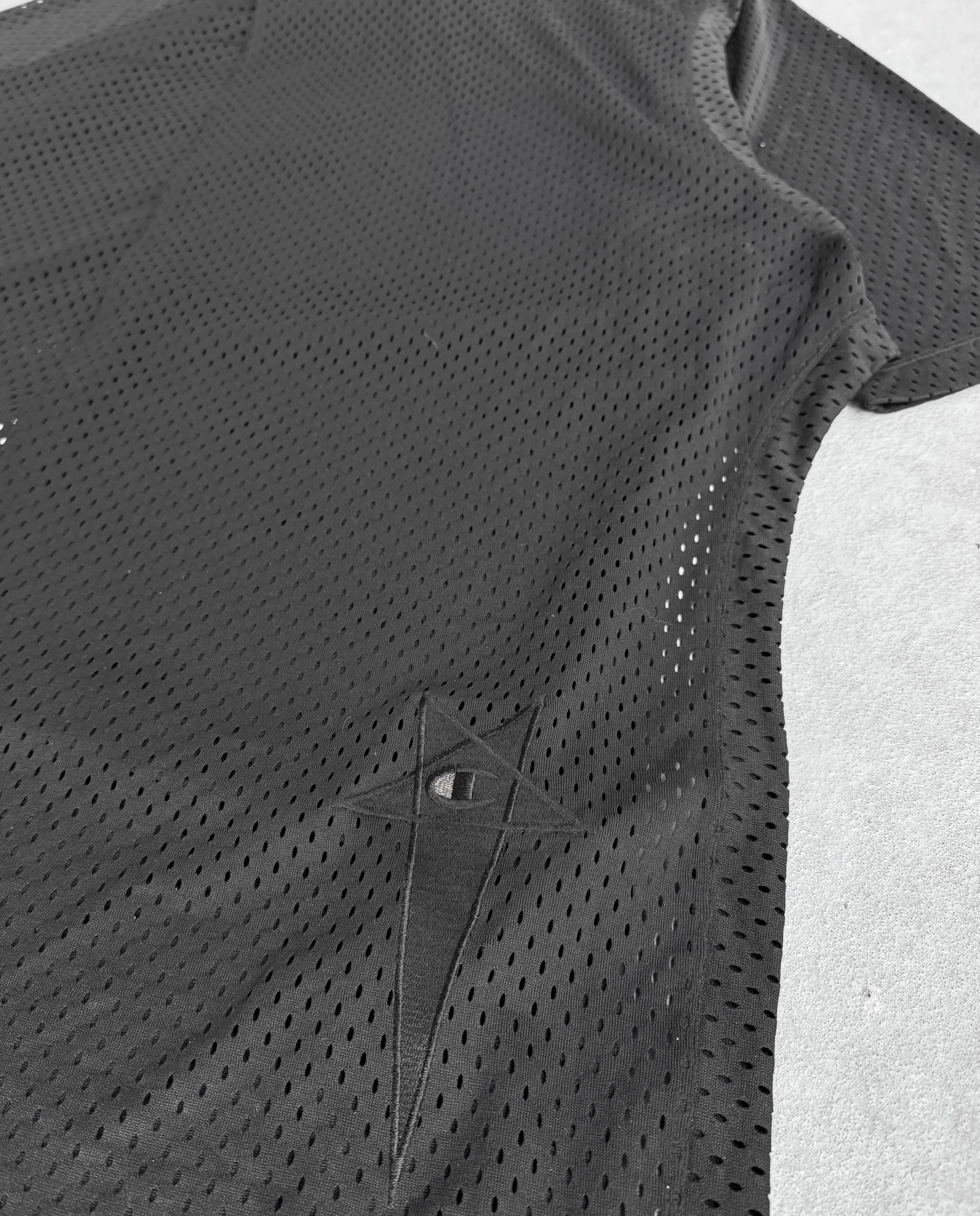 Rick Owens x Champion SS20 “TECUATL” Black Layered Mesh Toga T-shirt