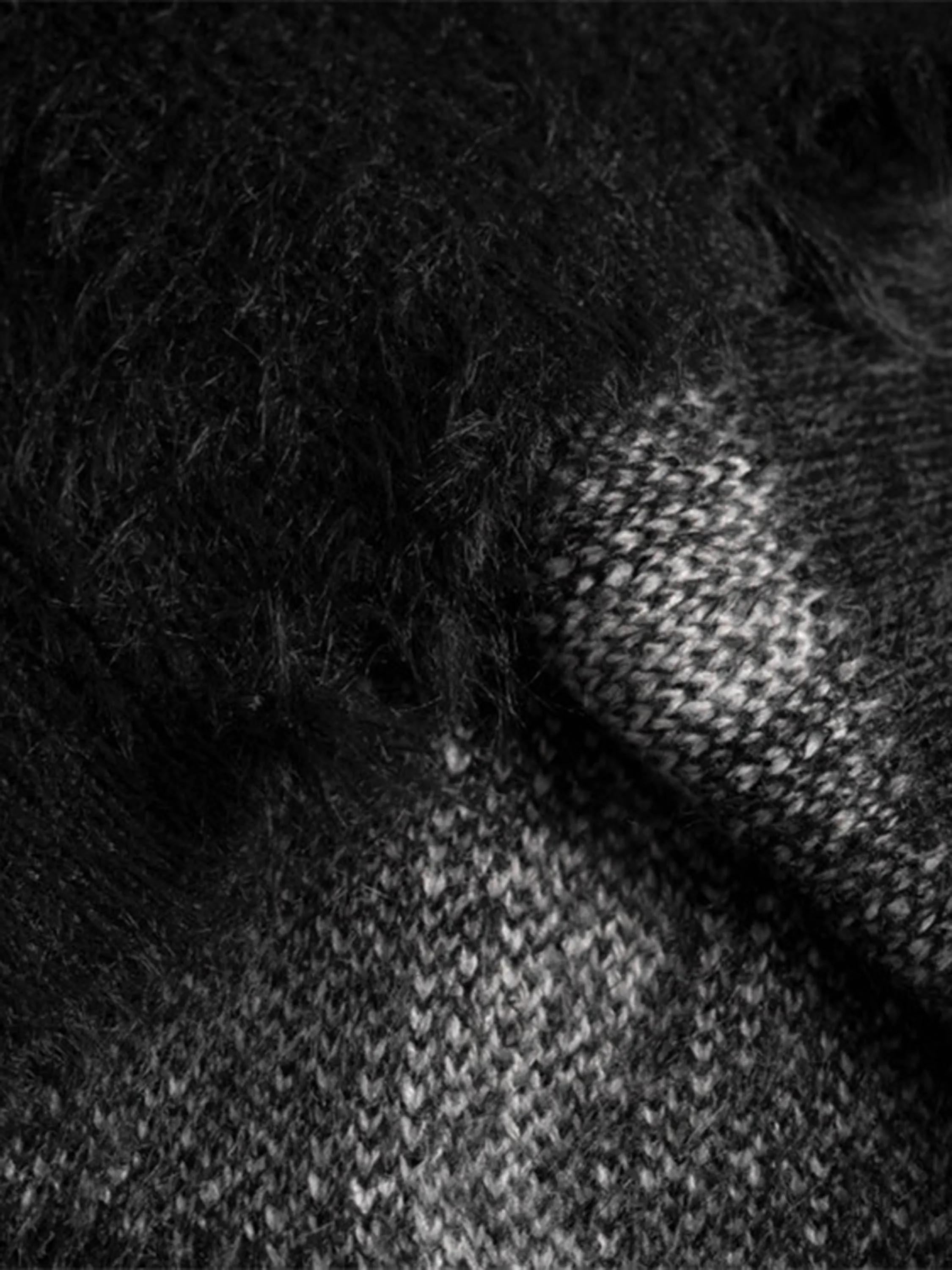 Rimiro - Rip Damage Design Turtleneck Knitwear Sweater