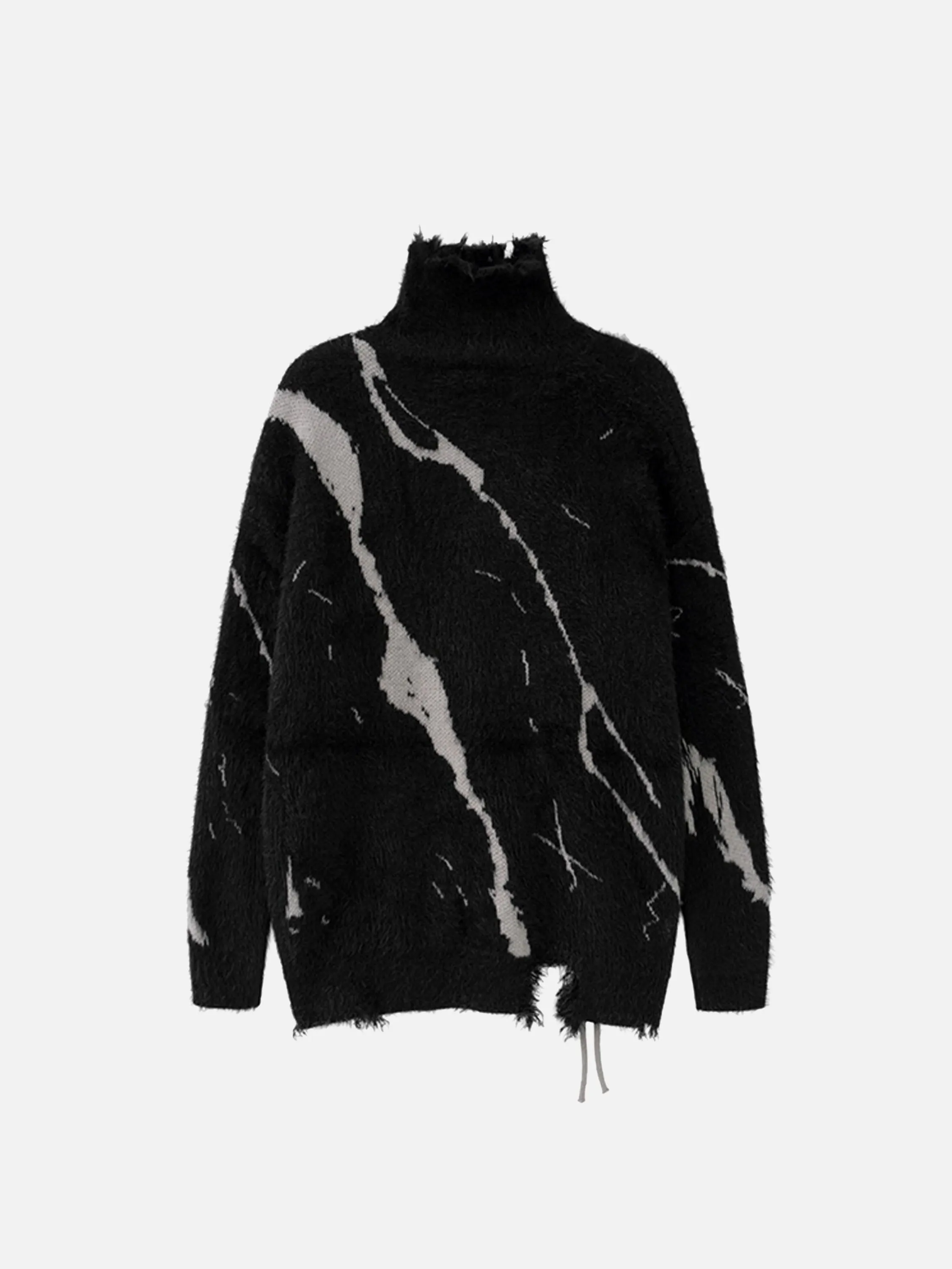 Rimiro - Rip Damage Design Turtleneck Knitwear Sweater