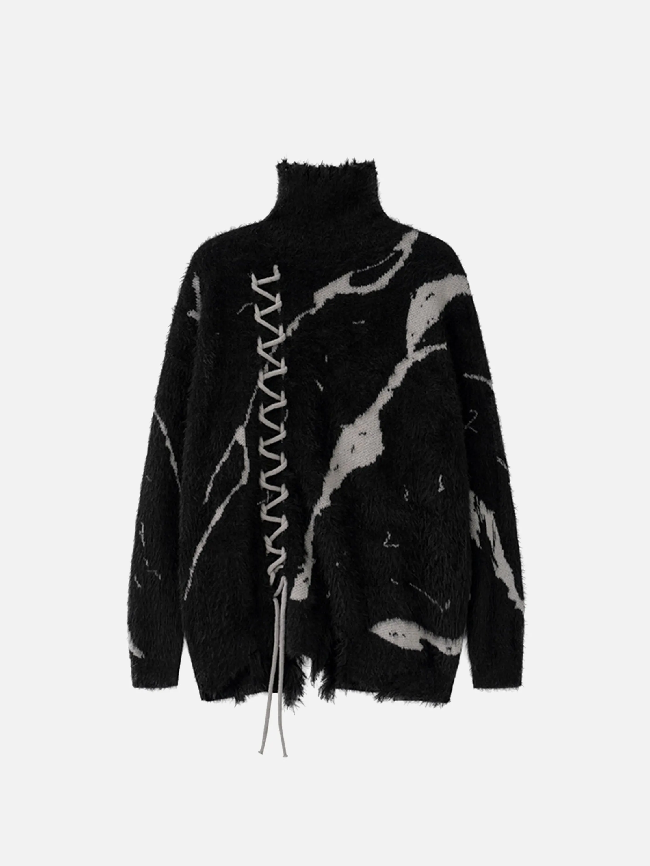 Rimiro - Rip Damage Design Turtleneck Knitwear Sweater