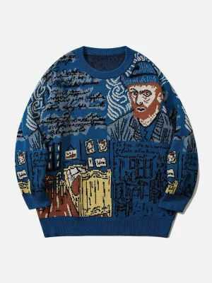 Rimiro - Van Gogh Oil Painting Knit Sweater