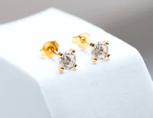 Round CZ Solitaire Earrings