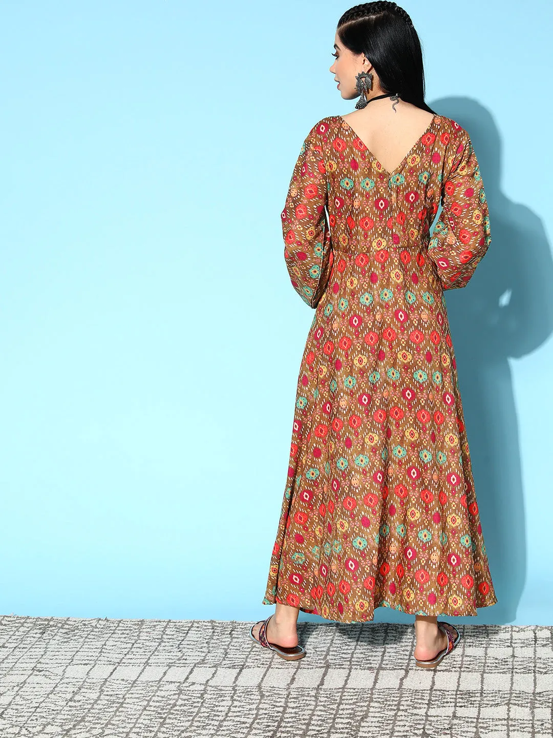 Rust Edgy Print Dress