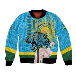 Rwanda Independence Day Bomber Jacket Leopard With Roses LT01