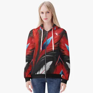 RWB Feathers Diamond Ring Women's Zip Up Hoodie