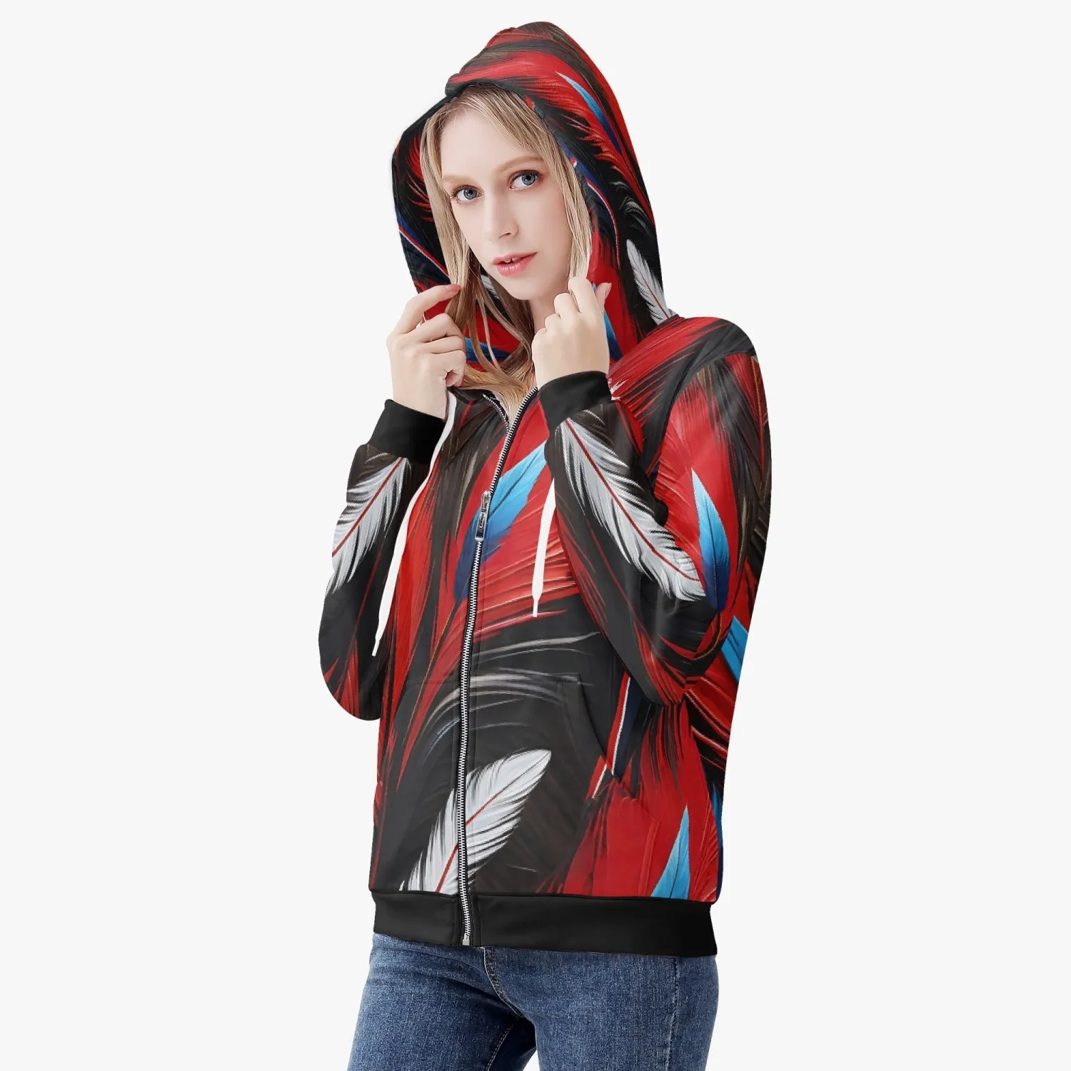 RWB Feathers Diamond Ring Women's Zip Up Hoodie