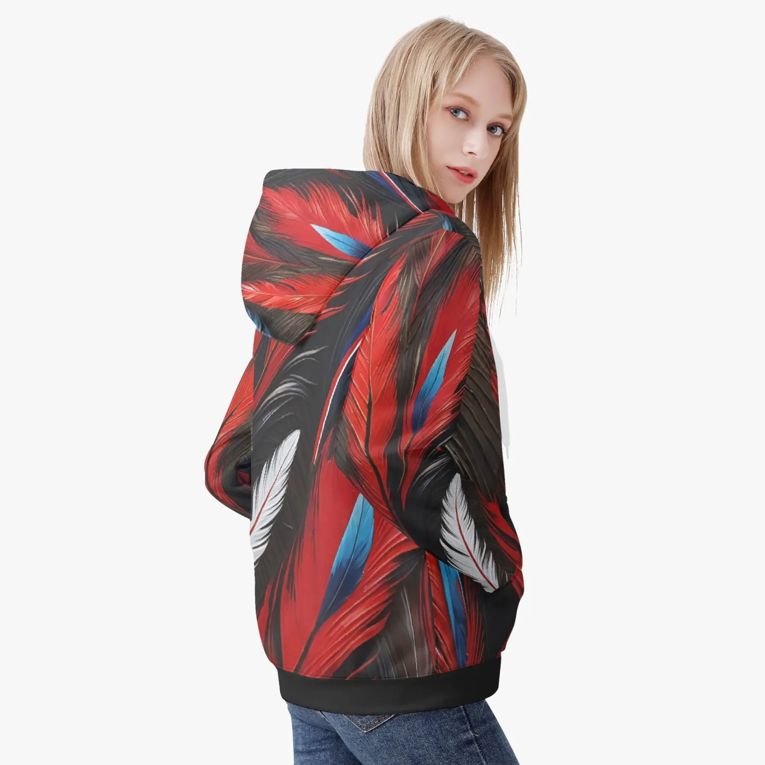 RWB Feathers Diamond Ring Women's Zip Up Hoodie