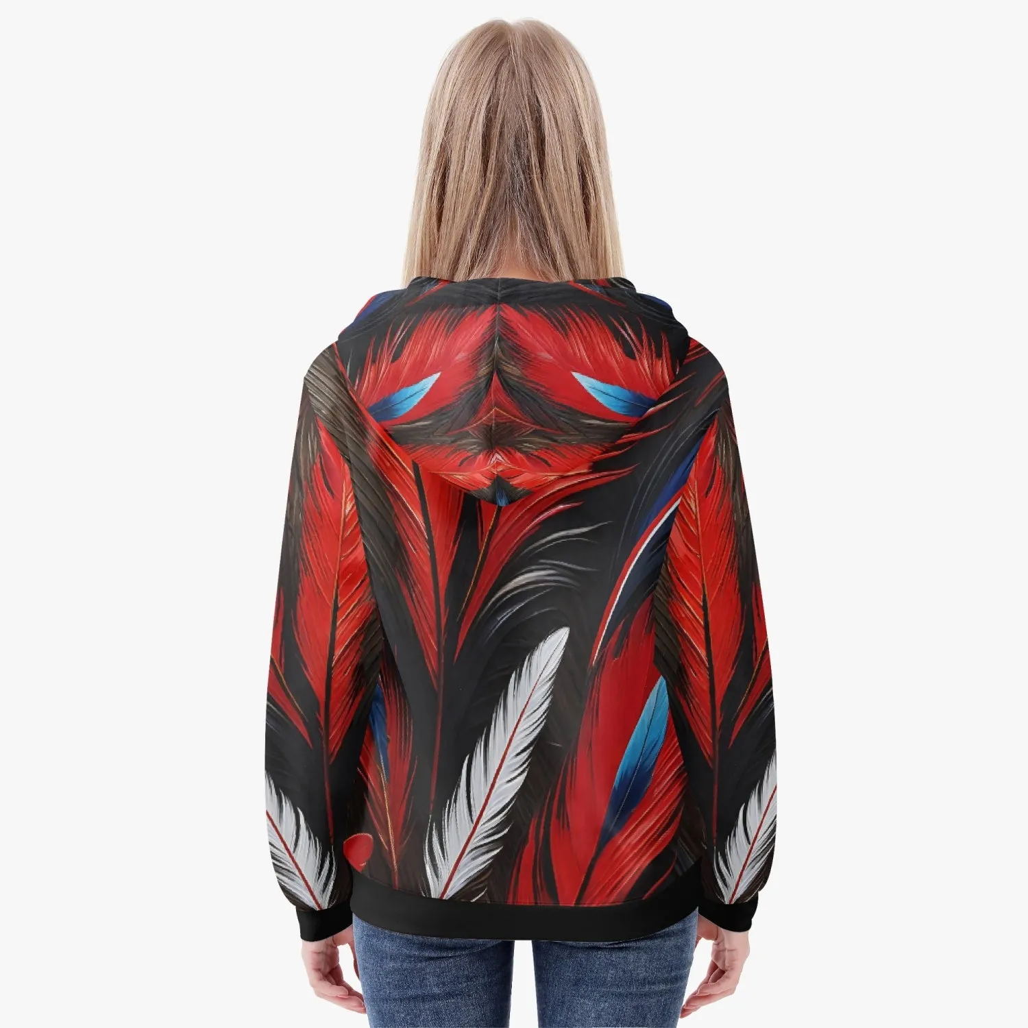 RWB Feathers Diamond Ring Women's Zip Up Hoodie