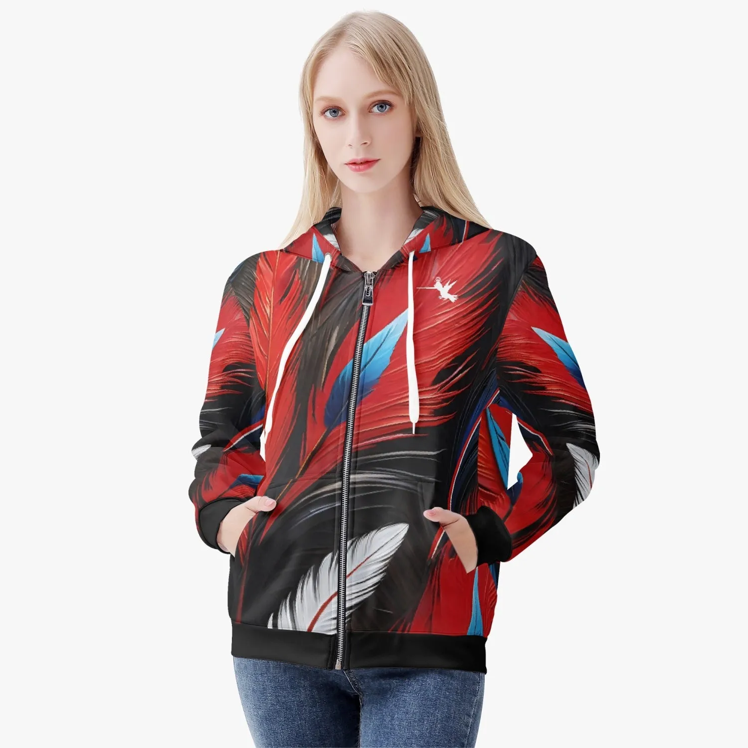 RWB Feathers Diamond Ring Women's Zip Up Hoodie