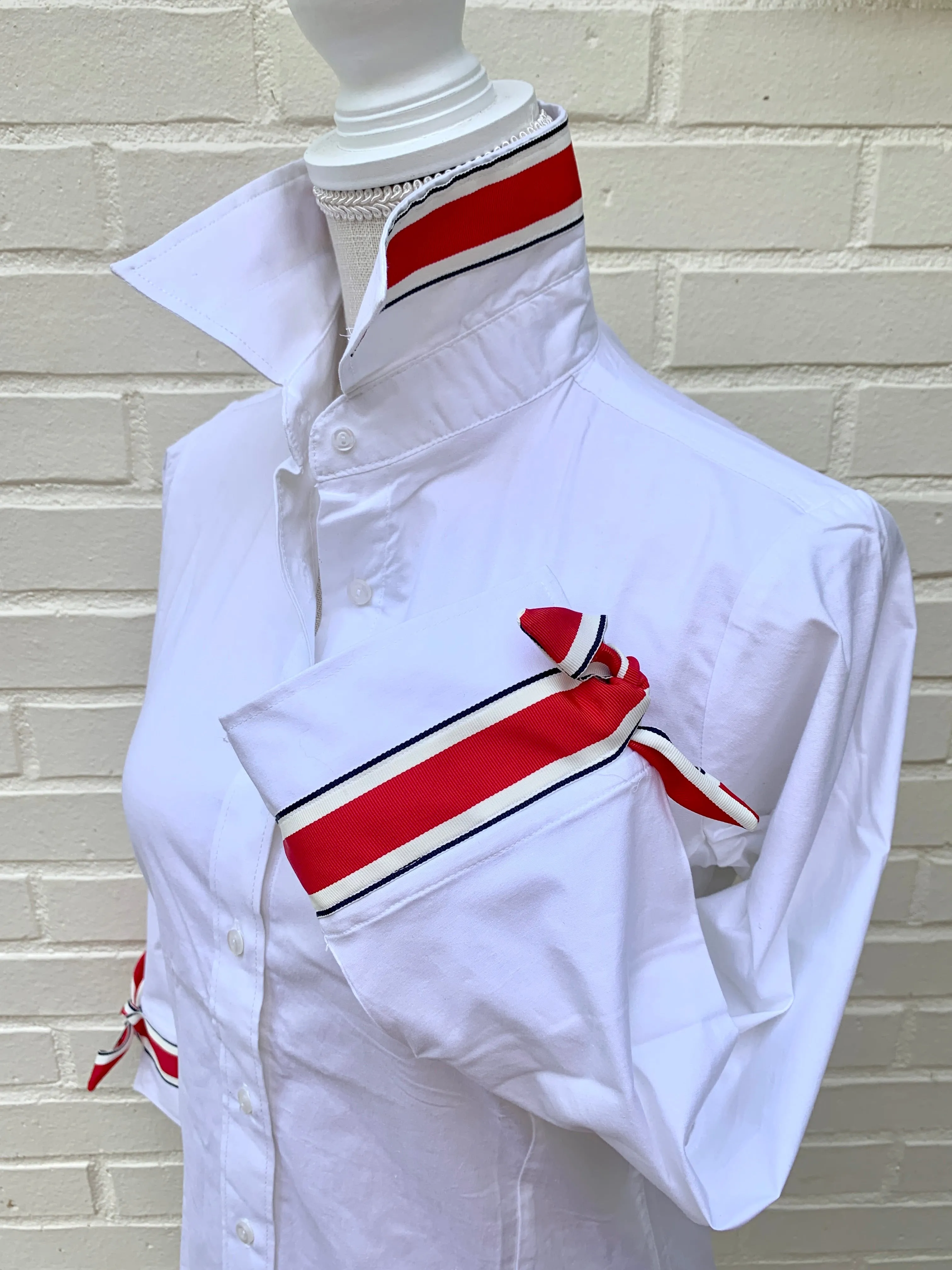 SALE - S ONLY - Ann 3/4 Sleeve Ribbon Tie Shirt (Ann07) *FINAL SALE*