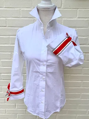 SALE - S ONLY - Ann 3/4 Sleeve Ribbon Tie Shirt (Ann07) *FINAL SALE*