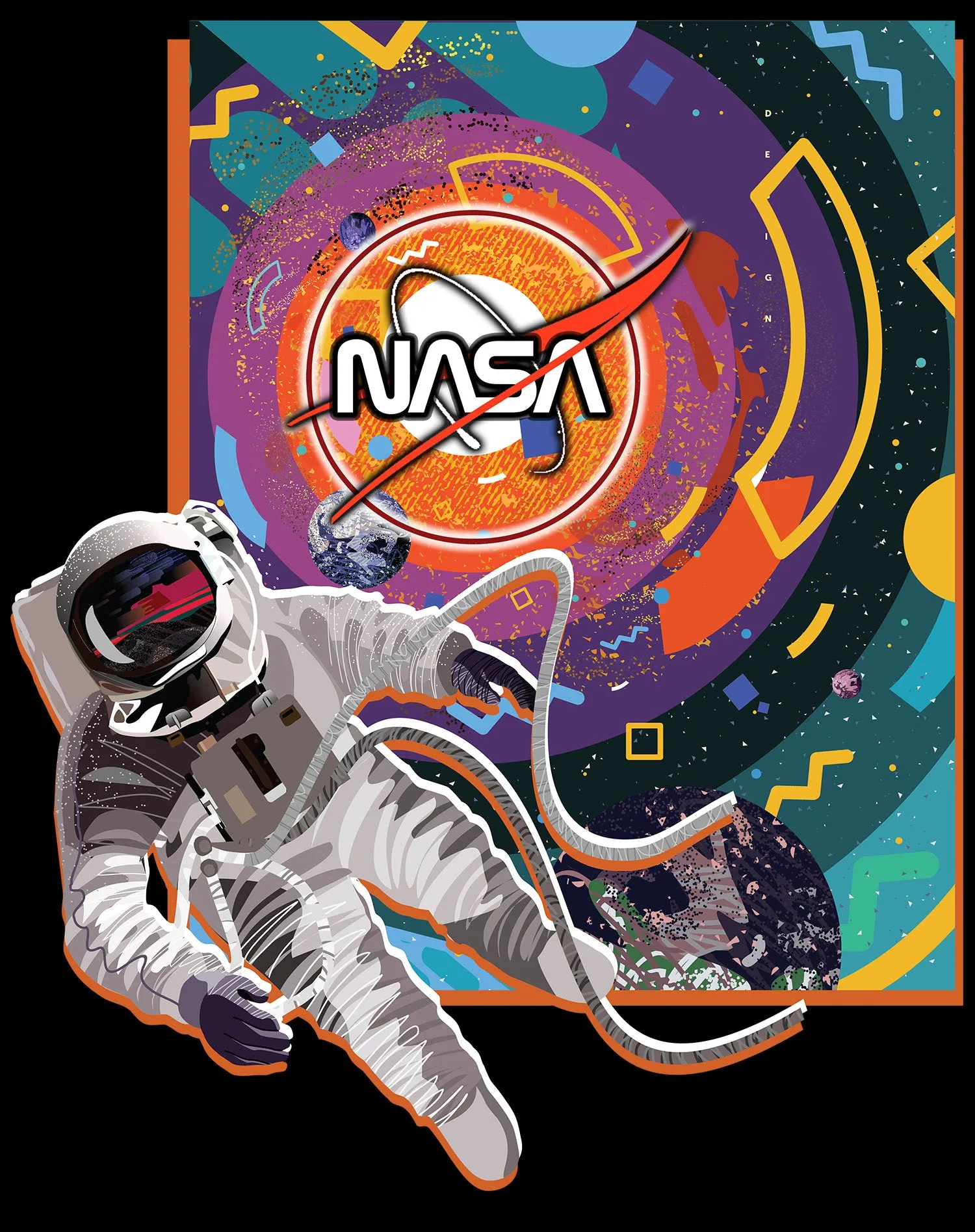 Science Space NASA Astronaut Memphis Art Retro 80s Nerd Geek Official Women's T-shirt