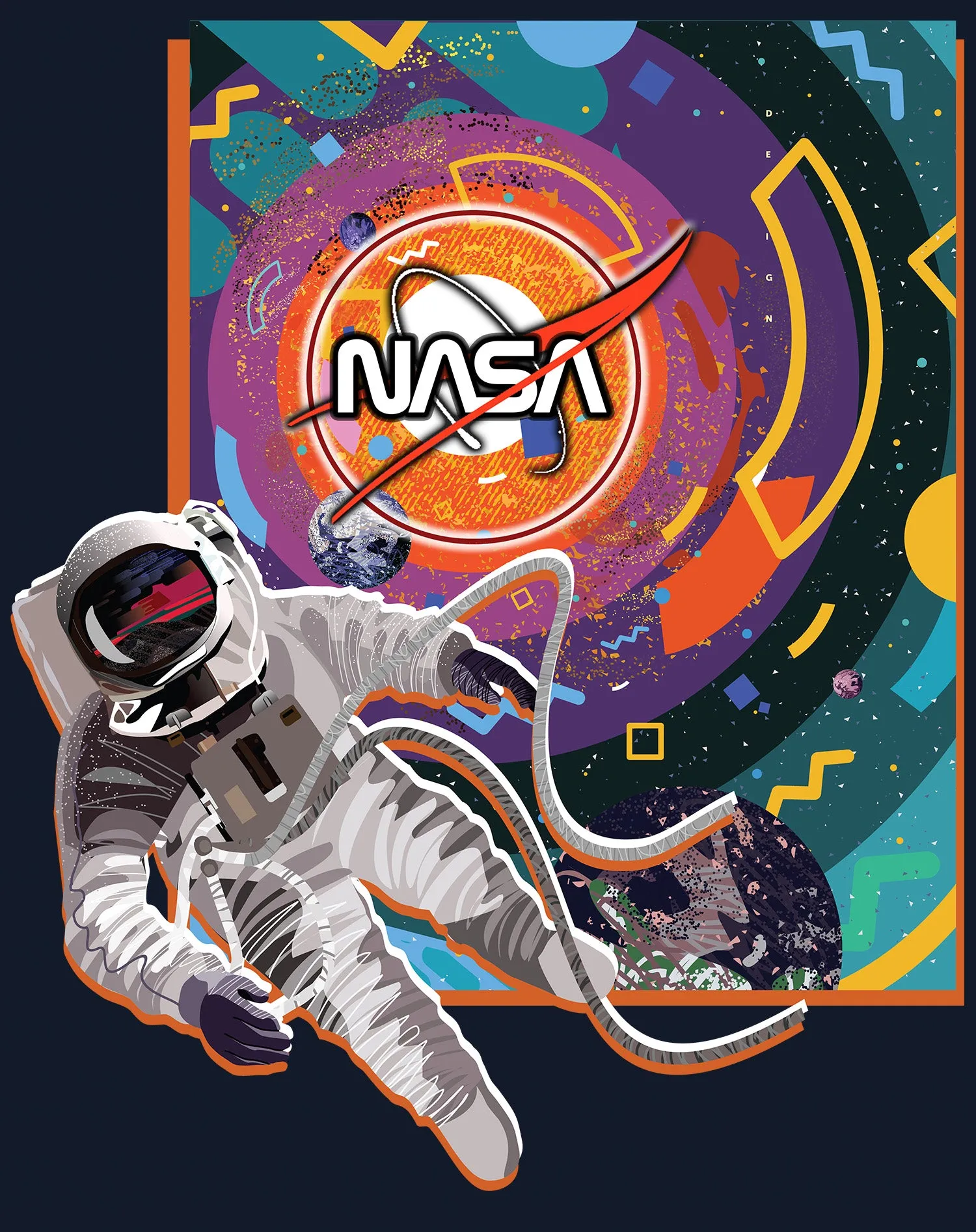 Science Space NASA Astronaut Memphis Art Retro 80s Nerd Geek Official Women's T-shirt