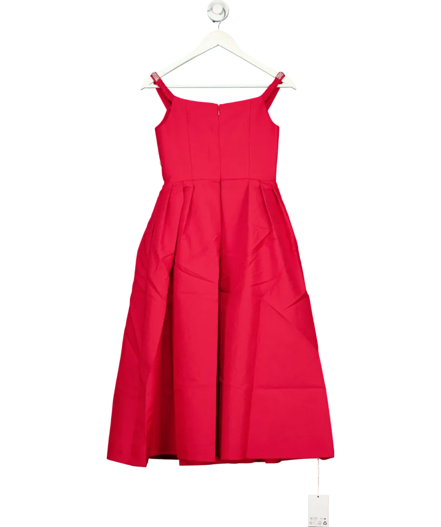 Self-Portrait Bow-embellished Midi Dress In Red UK 4