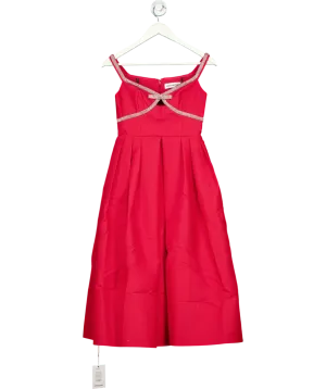 Self-Portrait Bow-embellished Midi Dress In Red UK 4