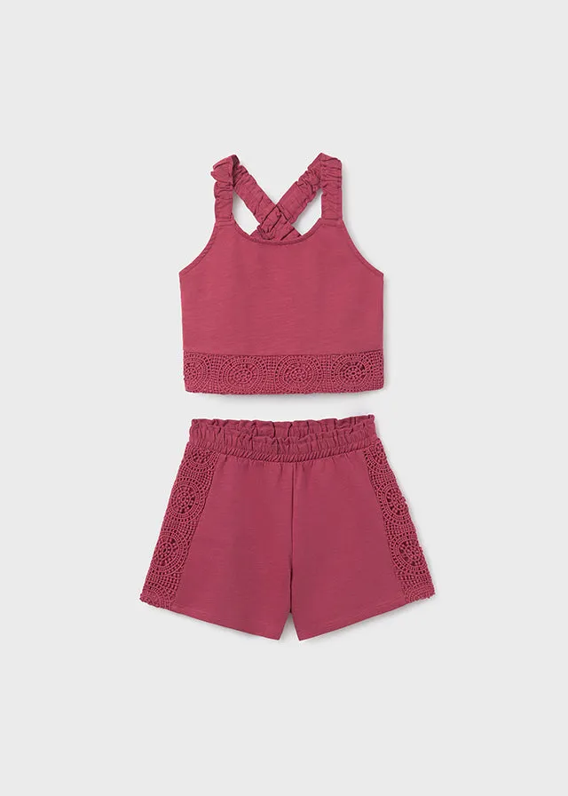 Shorts w/Crochet Detail, Terracotta, 6275
